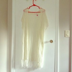 Long, short sleeve white cardigan